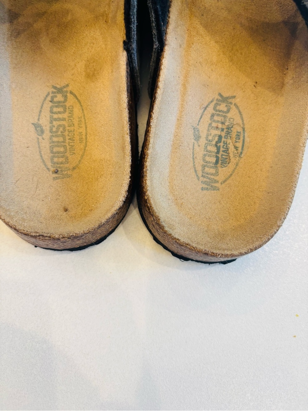 Woodstock Vintage Leather Suede Double-Buckle Slide Sandals - Gray Men’s size 9 - Picture 9 of 10